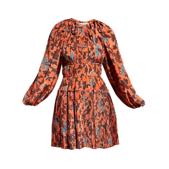 New Ulla Johnson Sefia Long-Sleeve Pleated Mini Dress, Size 4 - Picture 2 of 16